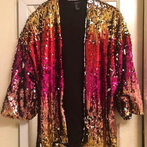 Red and gold sequin jacket